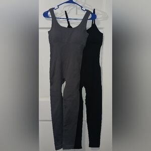 2- NWOT Compression Catsuits, Bodysuits Sz Medium, Grey Black, Light + Med Firm